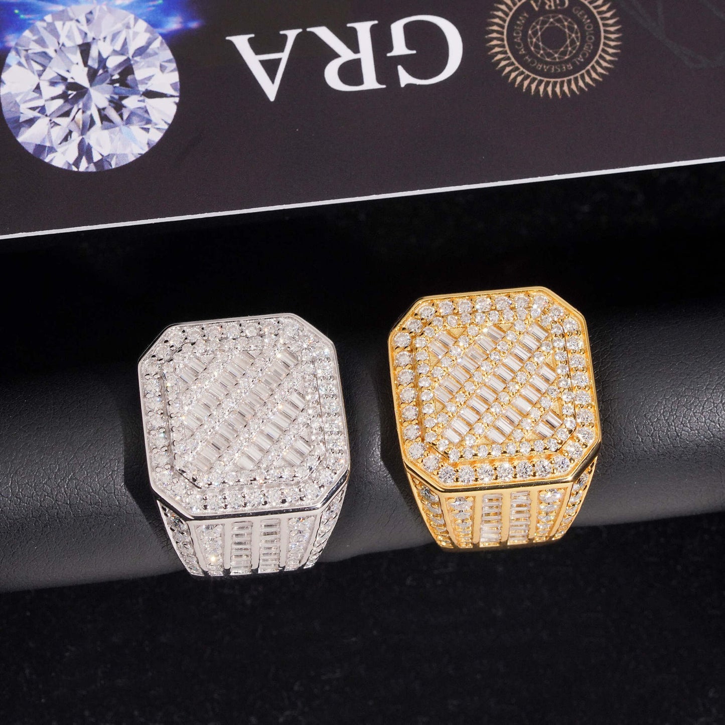 Diagonal Baguette Pavé Signet Ring