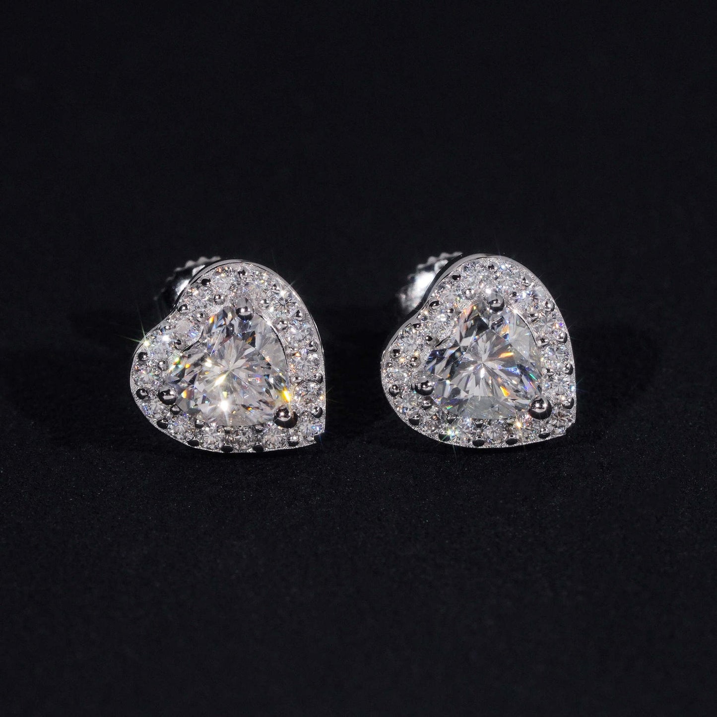 8.5mm Heart Shape Pavé Halo Stud Earrings