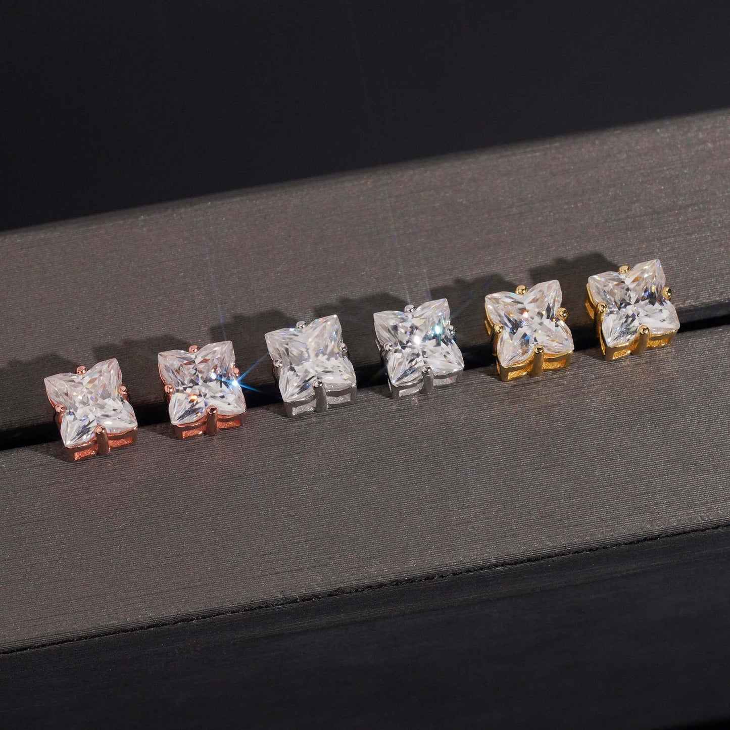 6mm Solitaire Clover Cut Stud Earrings