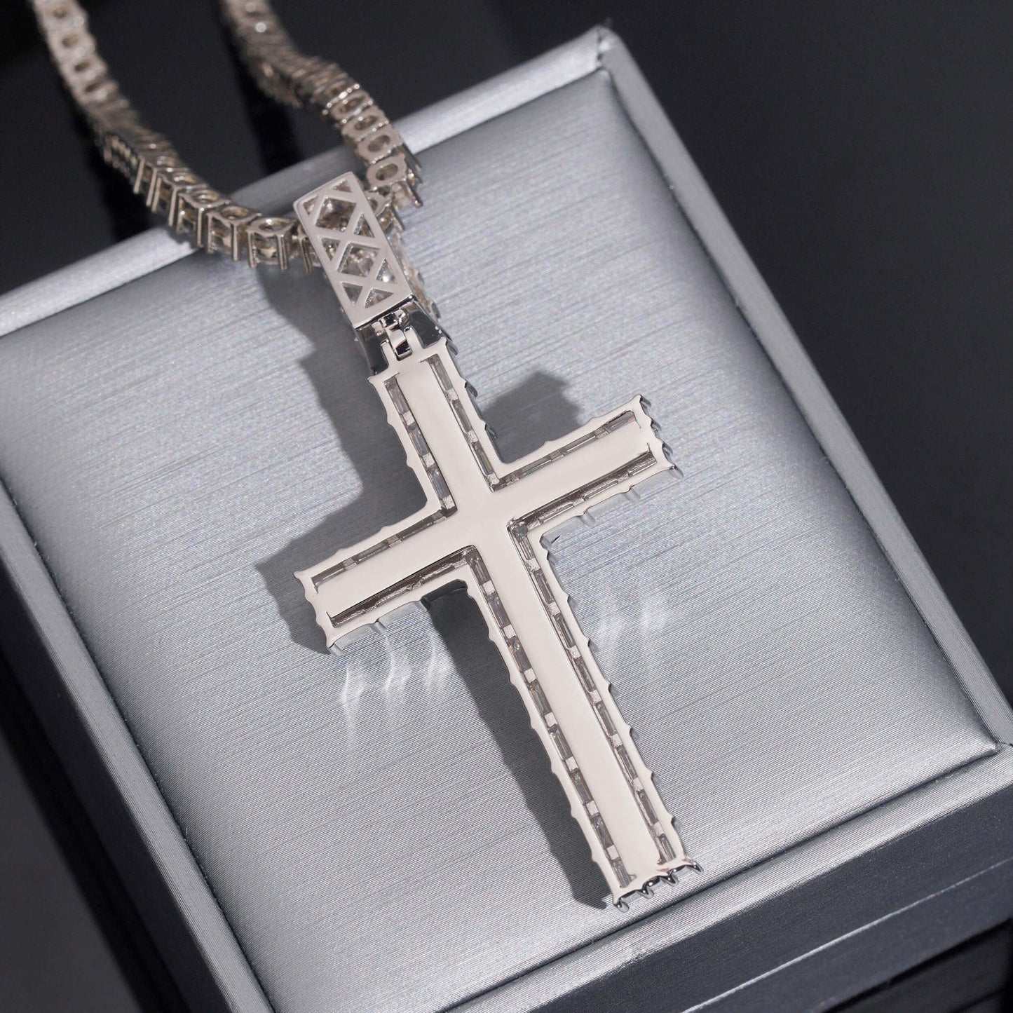 3” Baguette Pavé Crucifix Pendant