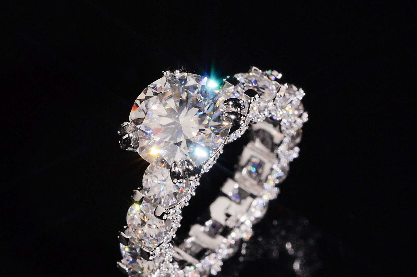 5ct Brilliant Cut Engagement Ring With Pavé Eternity Band