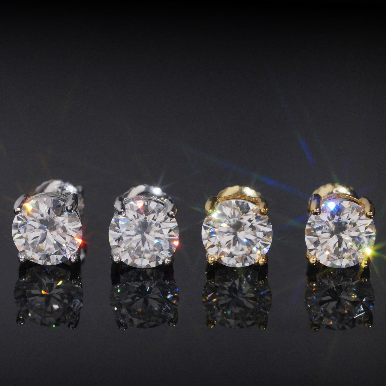 Round Solitaire Stud Earrings (3mm-11mm)