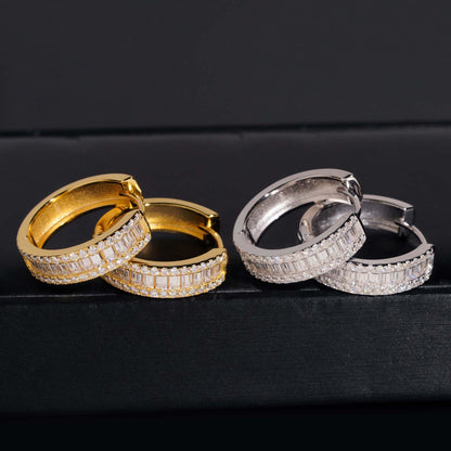 24mm Baguette Centre Pavé Hoop Earrings