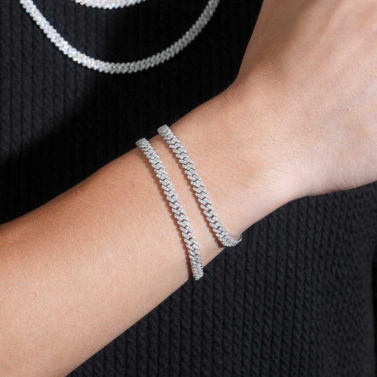 5mm Pavé Micro Prong Cuban Link Bracelet