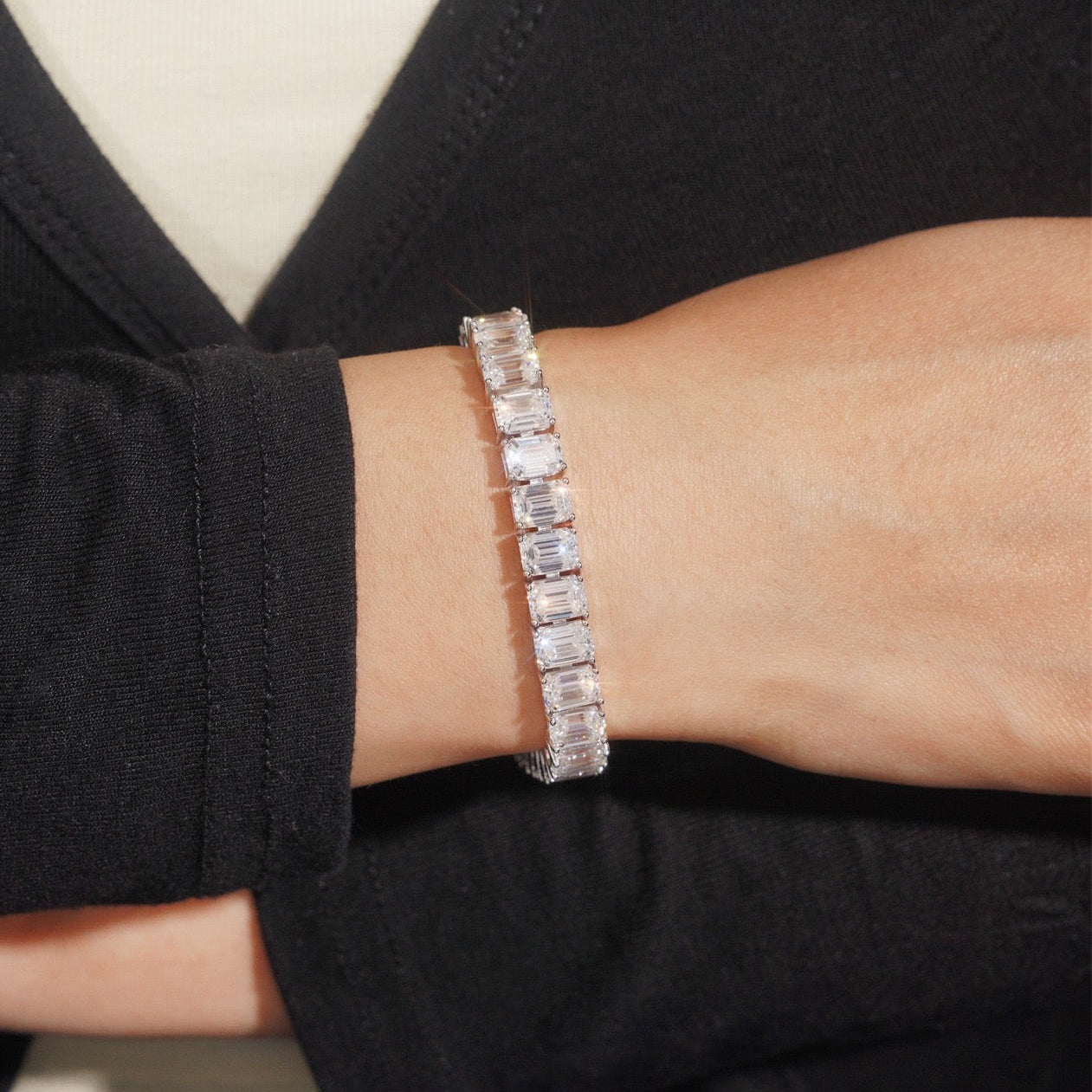 7mm Emerald Cut Tennis Bracelet