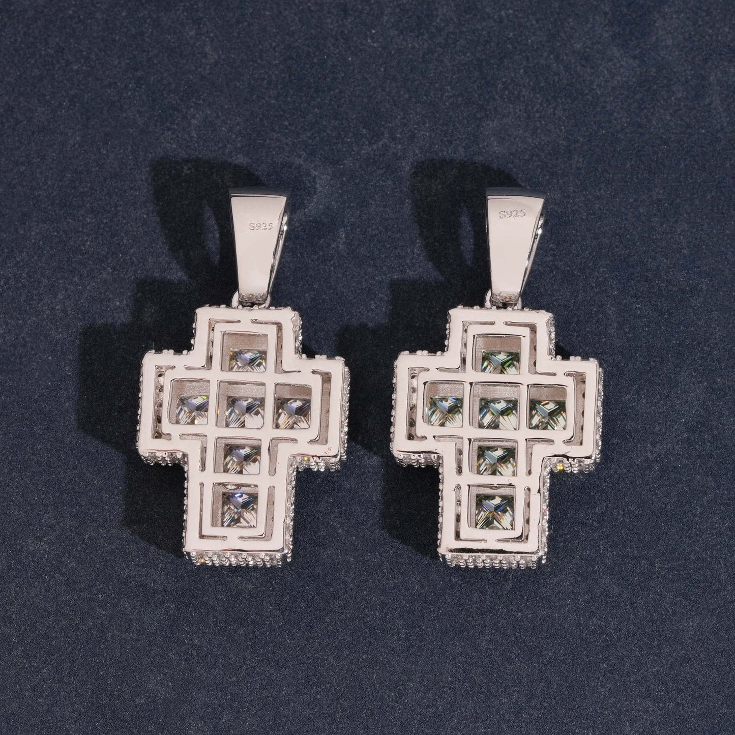 1.5” Princess-Cut Pavé Cross Pendant