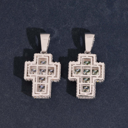 1.5” Princess-Cut Pavé Cross Pendant