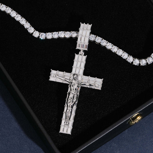 3” Baguette Pavé Crucifix Pendant