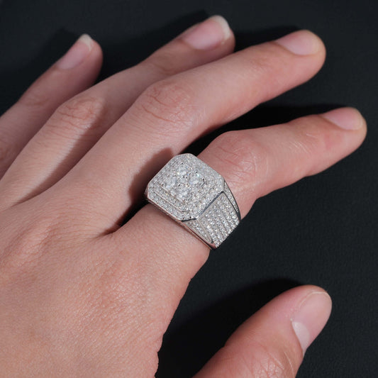 Cluster Pavé Signet Ring