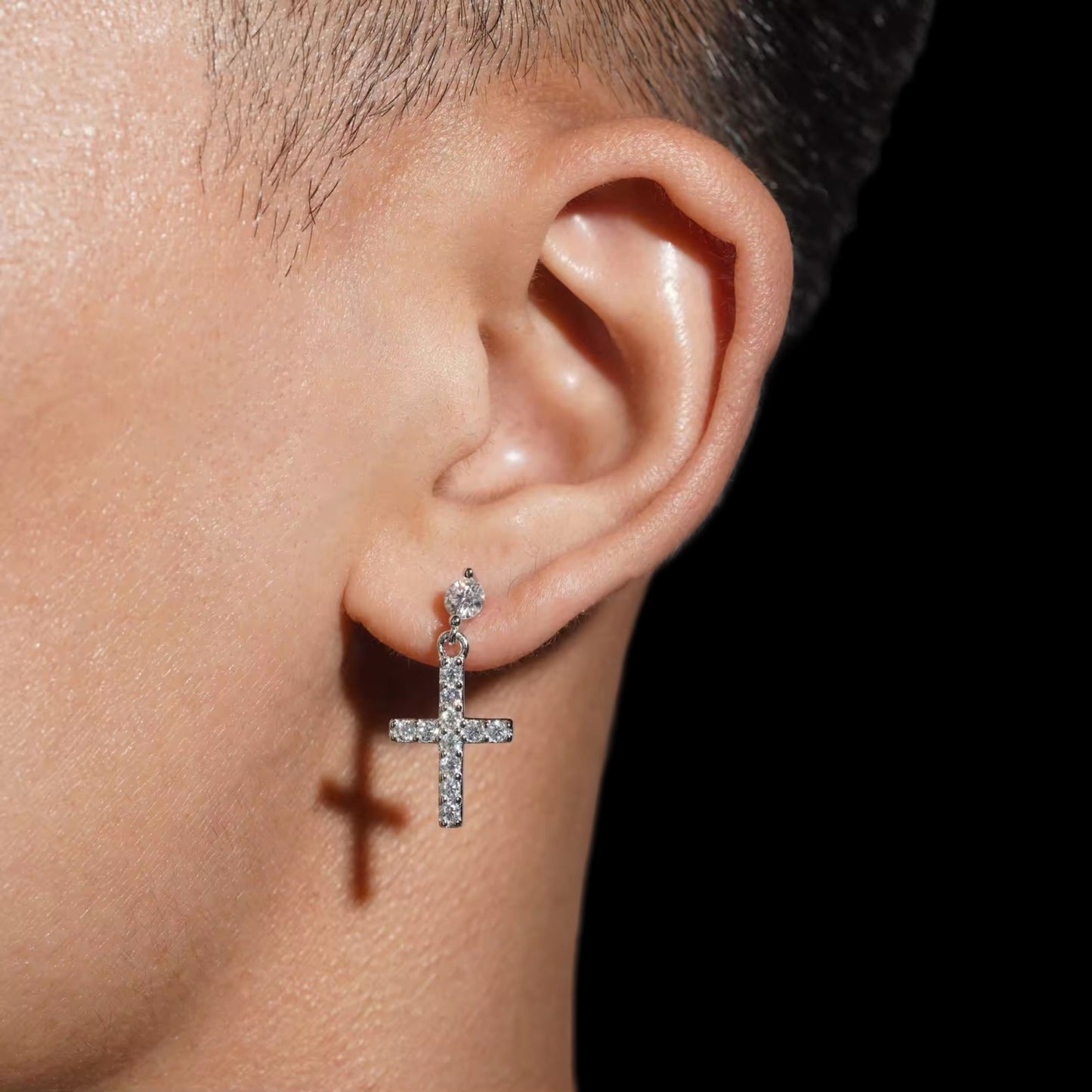 23mm Single Row Cross Drop Earrings