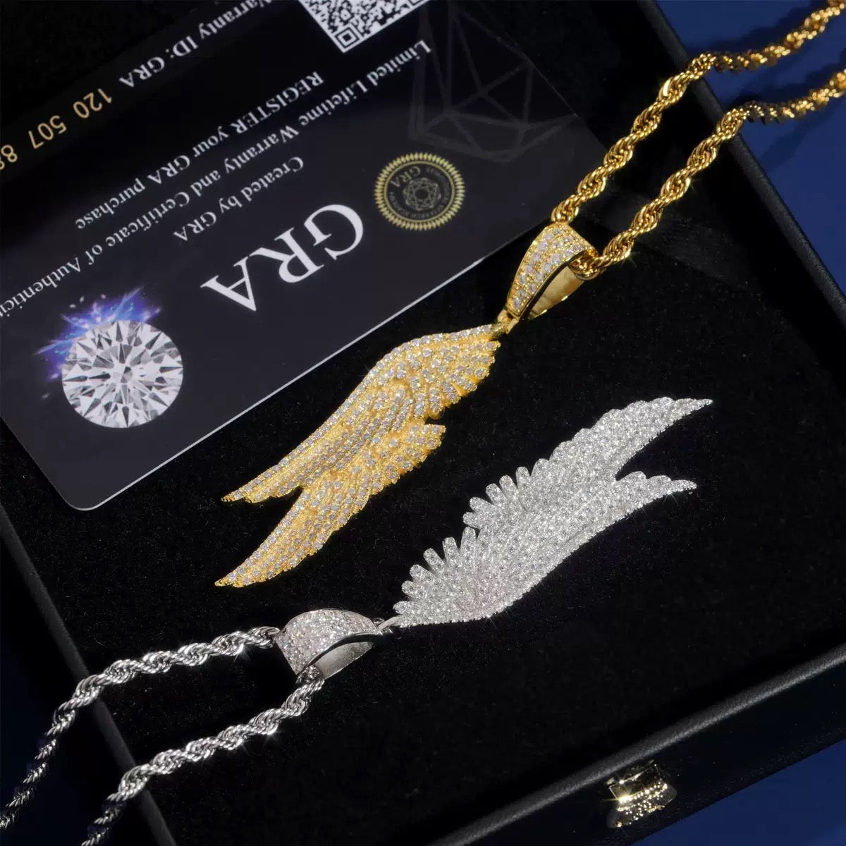 2.6" Guardian Angel Wings Pavé Pendant