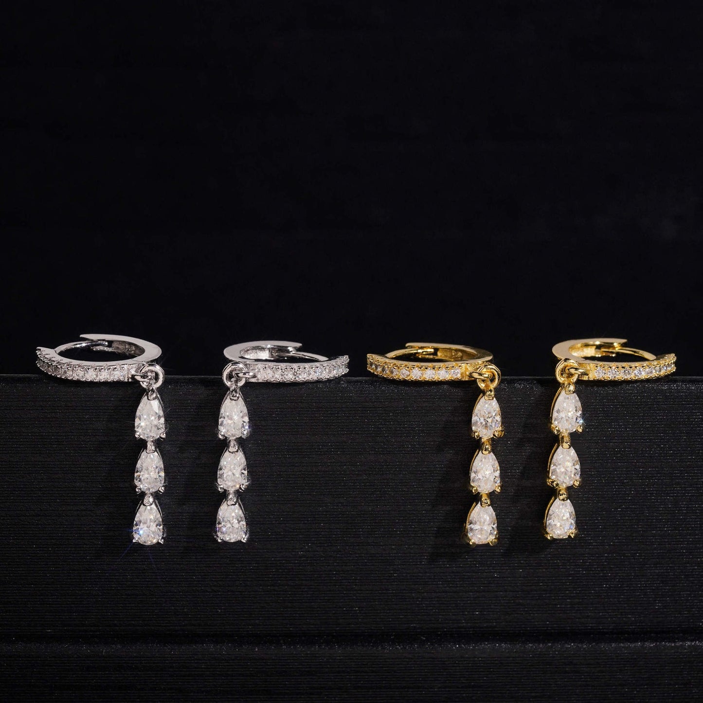 Triple Teardrop Drop Earrings