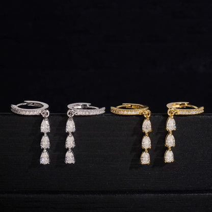 Triple Teardrop Drop Earrings