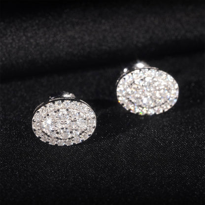 9.5mm Oval Pavé Stud Earrings