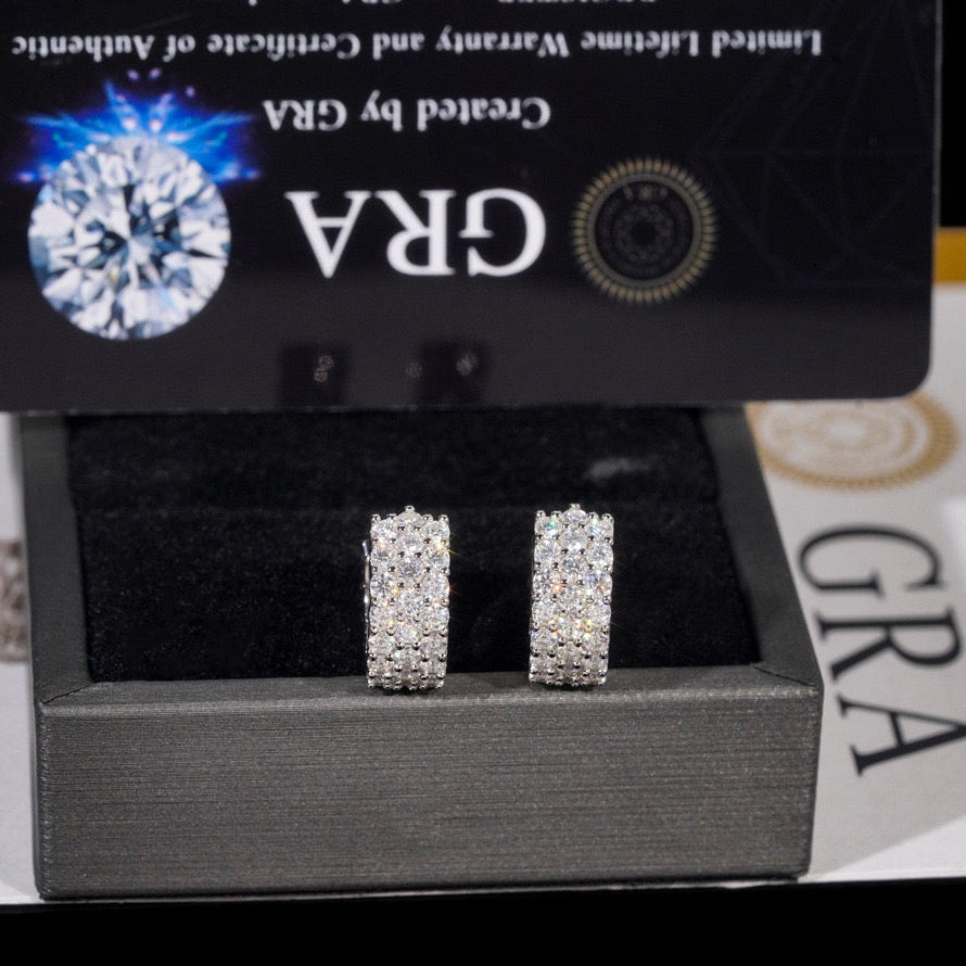 15mm Triple-Row Pavé Hoop Earrings