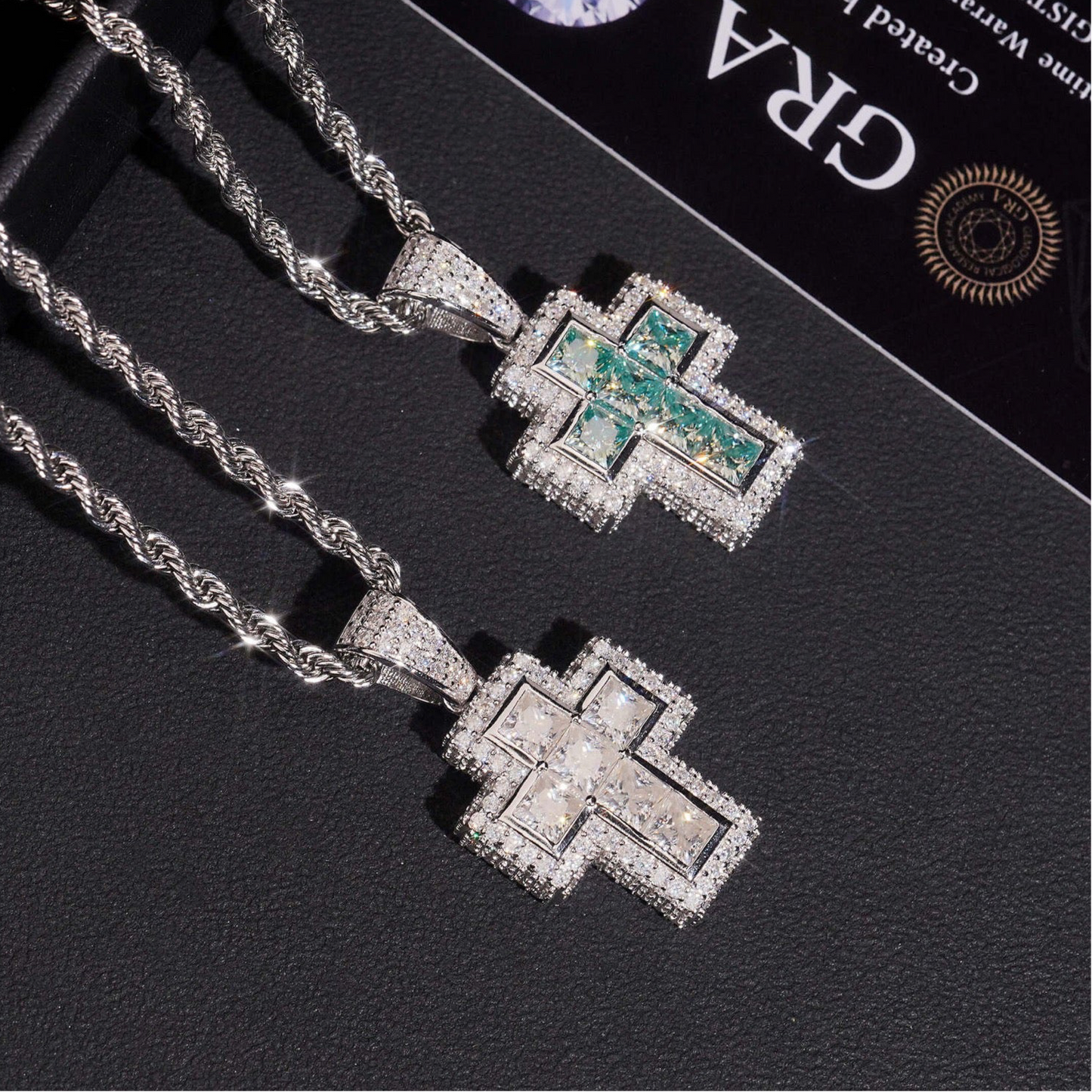 1.5” Princess-Cut Pavé Cross Pendant