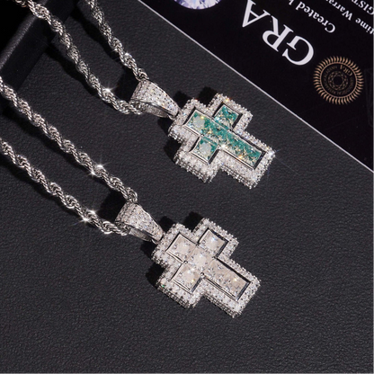 1.5” Princess-Cut Pavé Cross Pendant