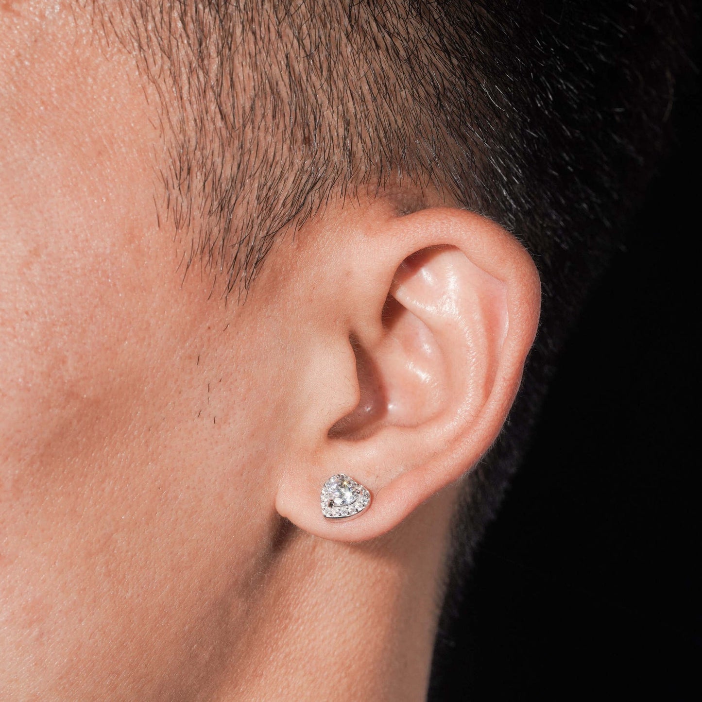 8.5mm Heart Shape Pavé Halo Stud Earrings