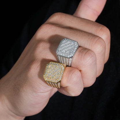 Diagonal Baguette Pavé Signet Ring