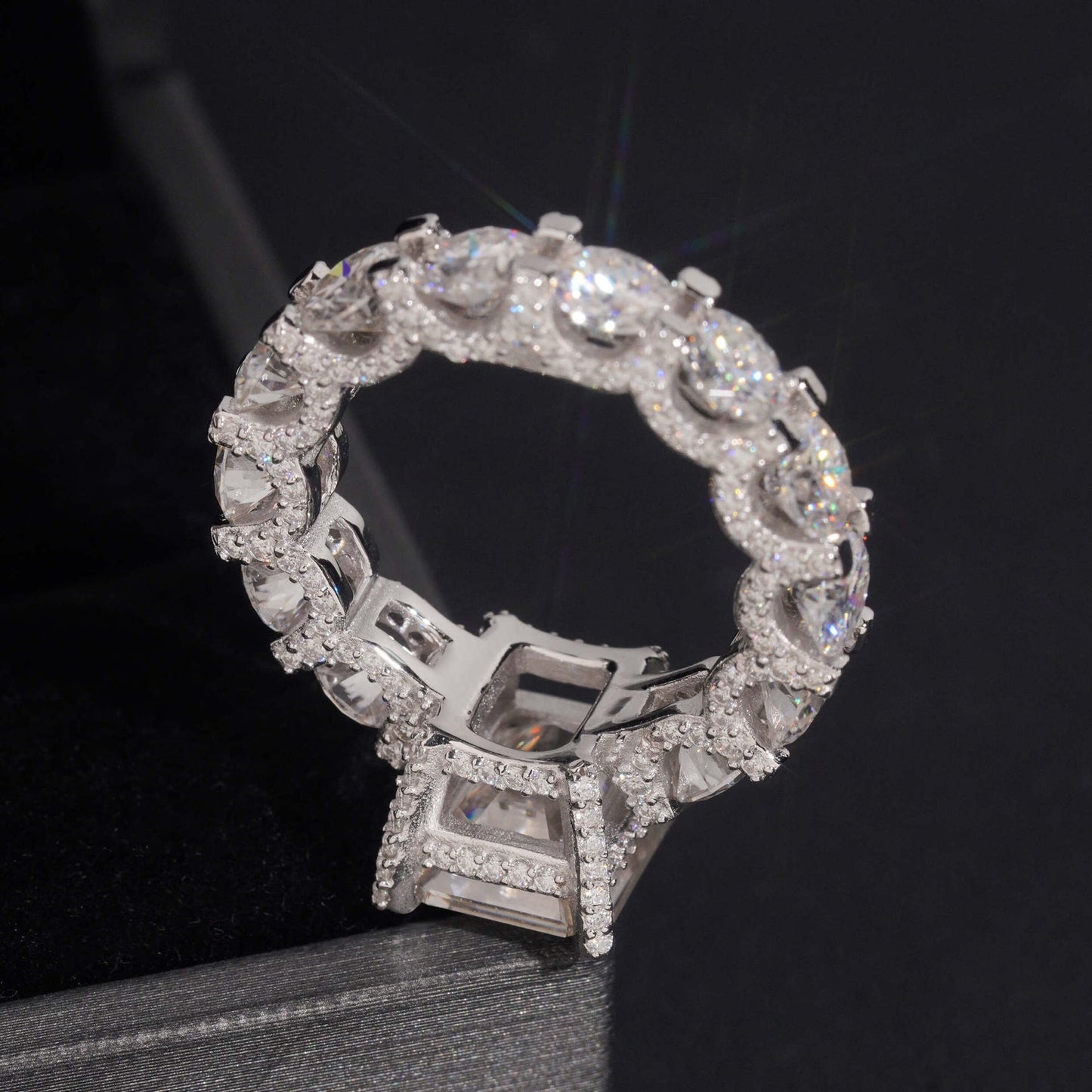 5ct Radiant Cut Engagement Ring With Pavé Eternity Band