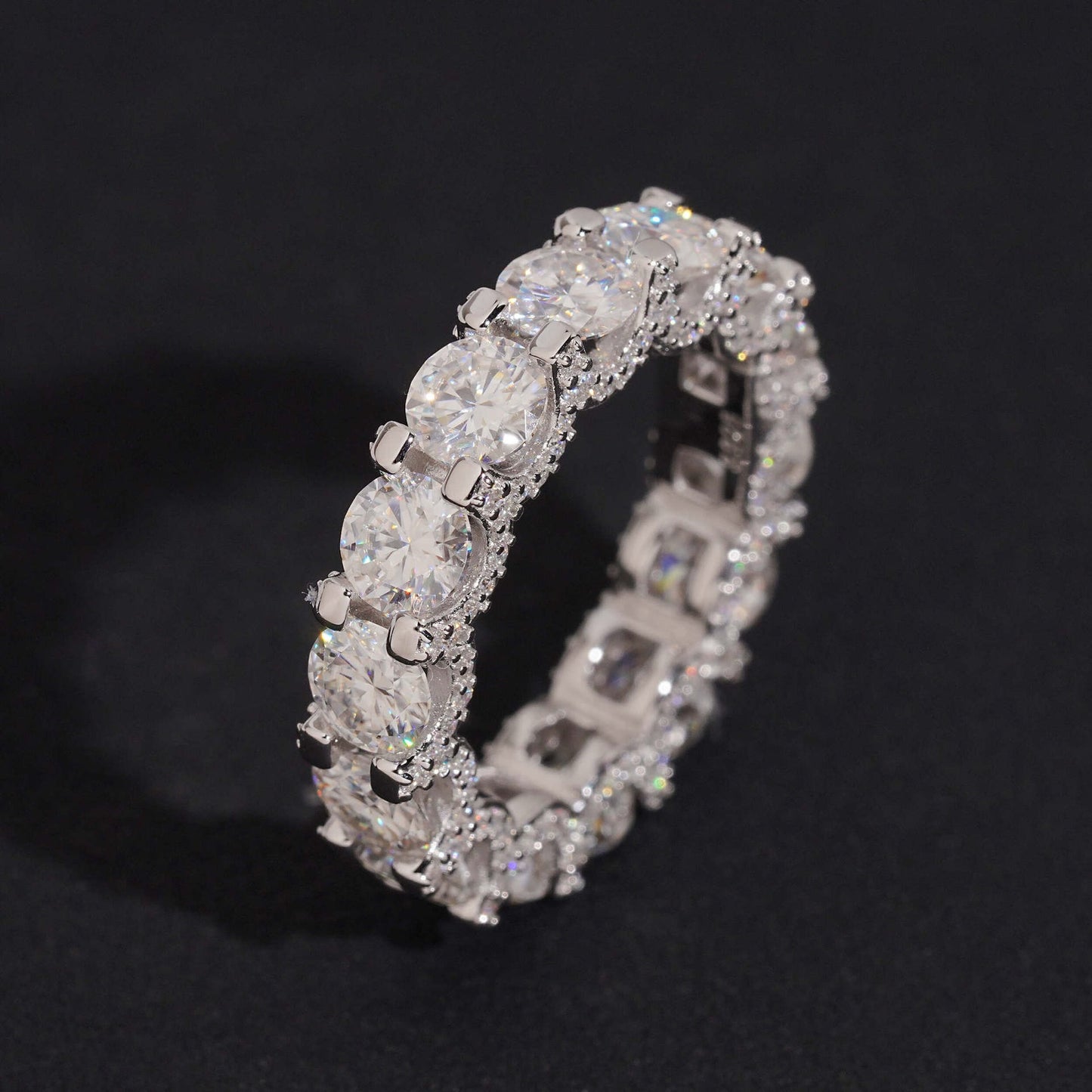 5mm Brilliant Cut Shared-Prong Pavé Eternity Ring