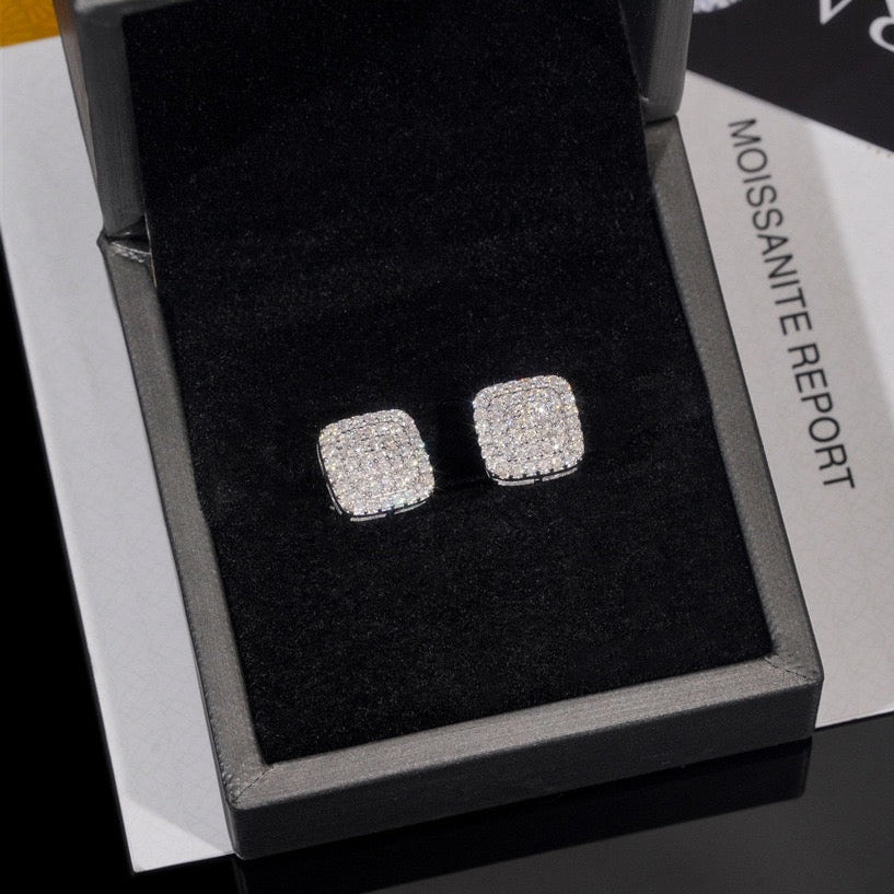 10mm Square Pavé Stud Earrings
