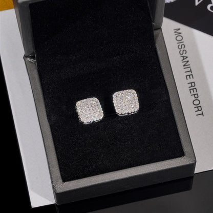 10mm Square Pavé Stud Earrings