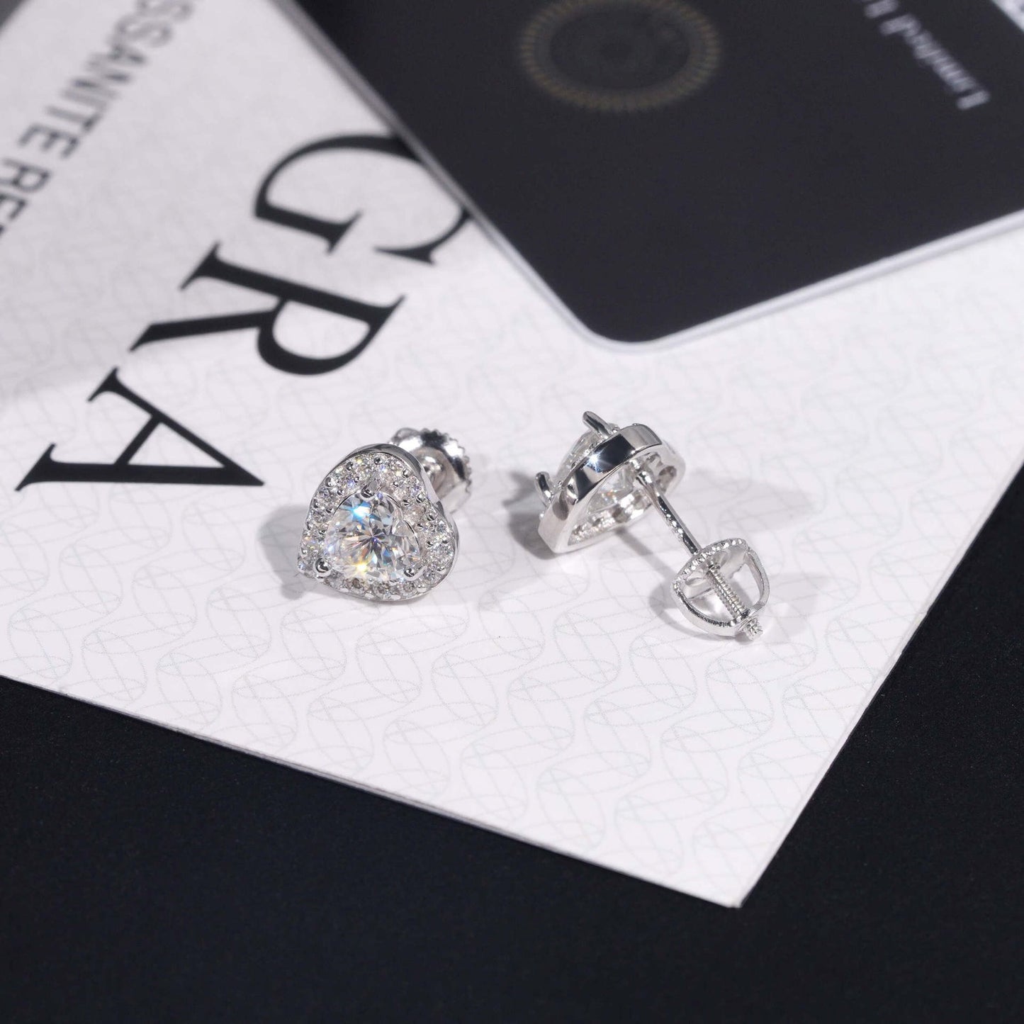 8.5mm Heart Shape Pavé Halo Stud Earrings