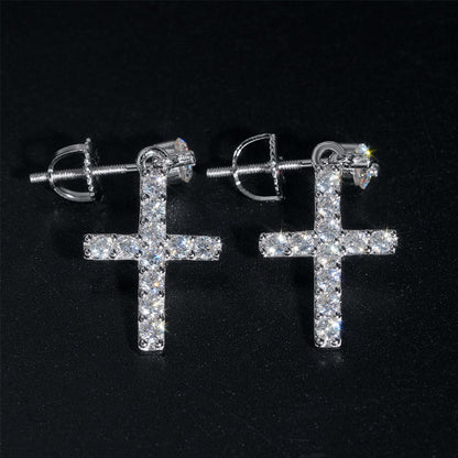 23mm Single Row Cross Drop Earrings
