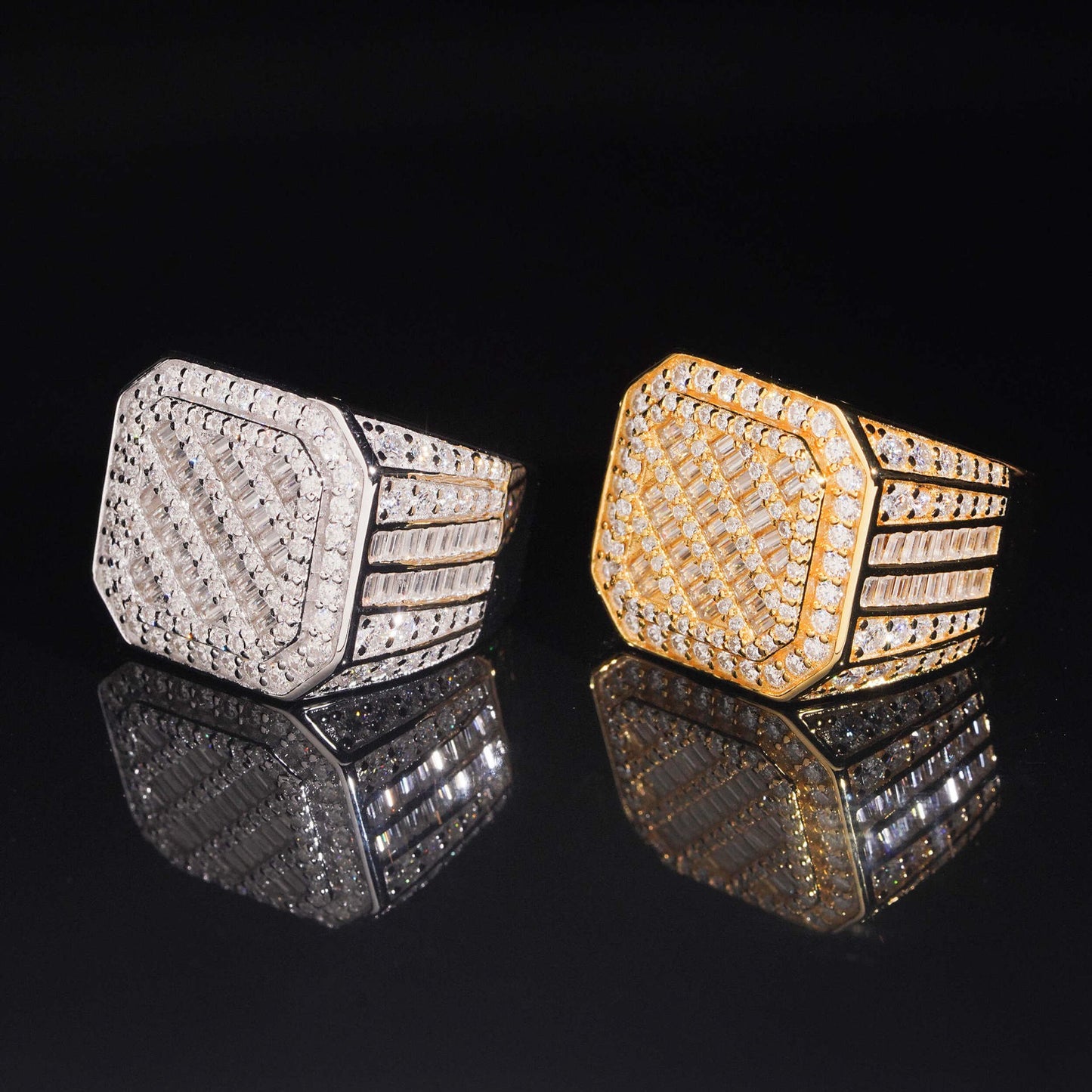 Diagonal Baguette Pavé Signet Ring