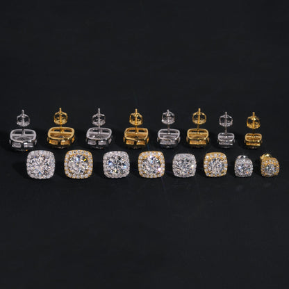 Square Pavé Halo Stud Earrings