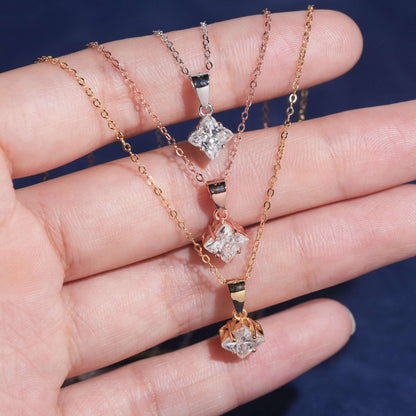 Solitaire Clover Cut Pendant Necklace