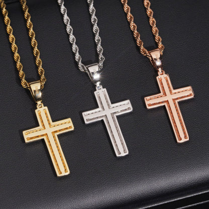 1.8” Beveled-Edge Baguette Cross Pendant
