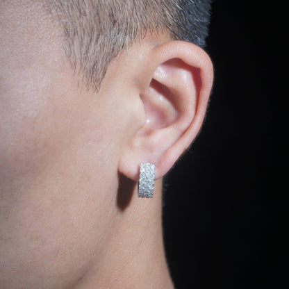 15mm Triple-Row Pavé Hoop Earrings