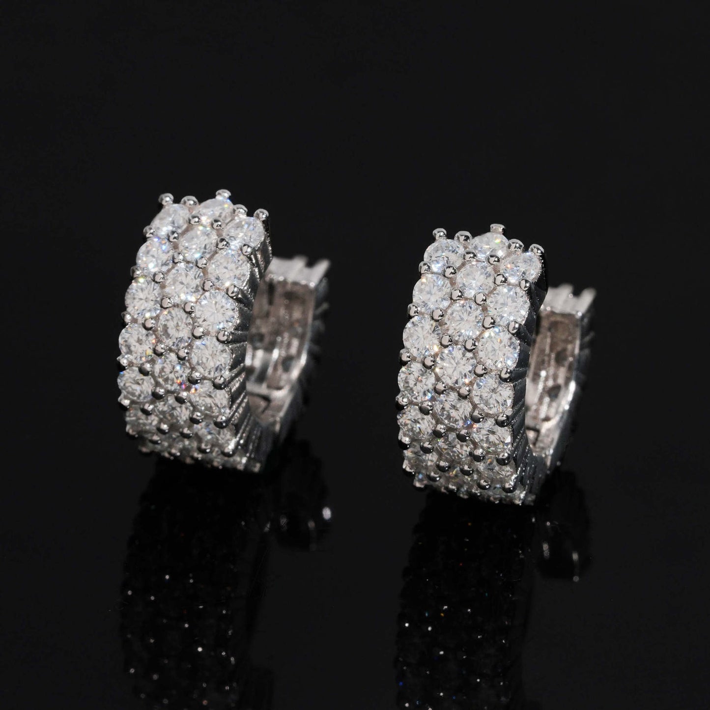 15mm Triple-Row Pavé Hoop Earrings