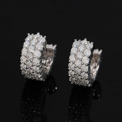 15mm Triple-Row Pavé Hoop Earrings