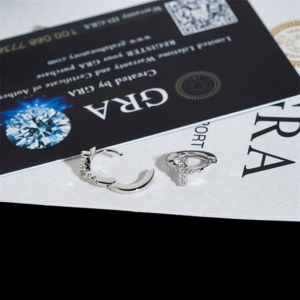 8mm Cross Pavé Hoop Earrings