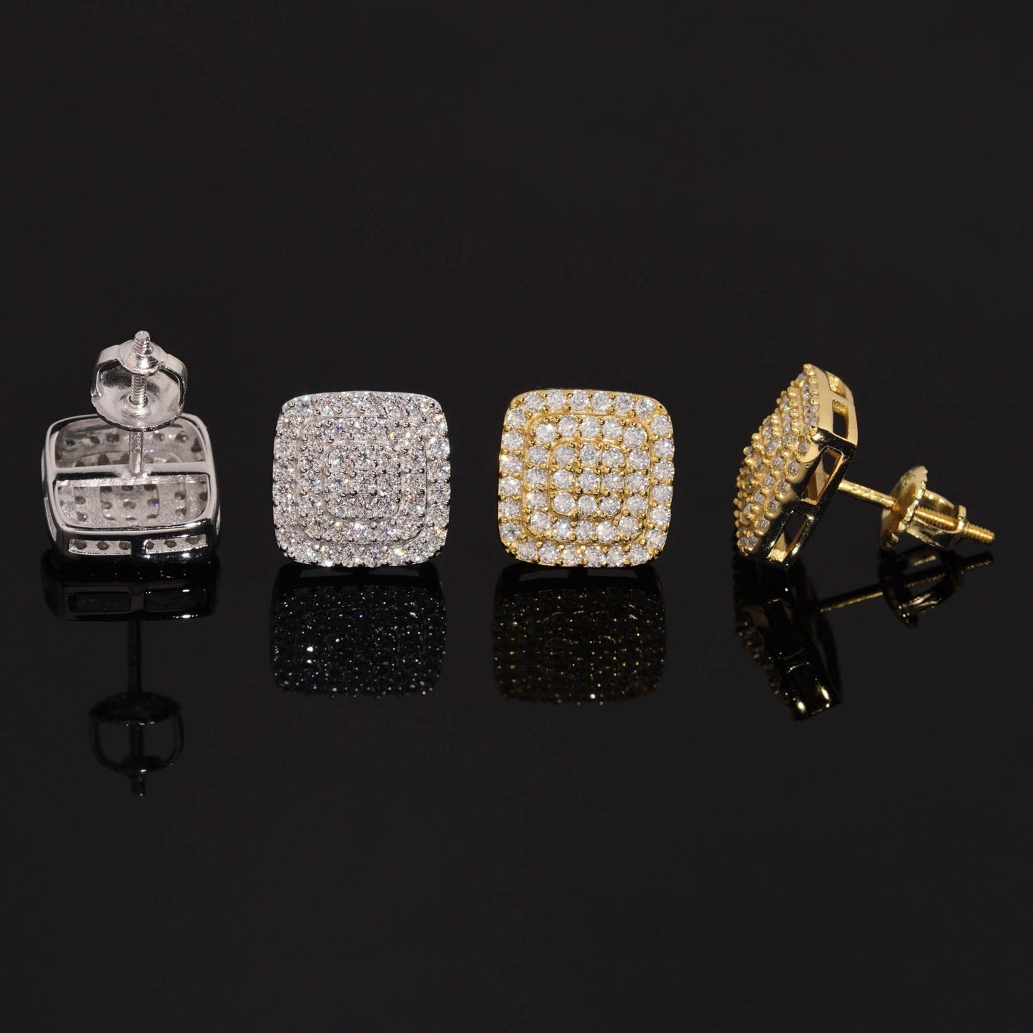 10mm Square Pavé Stud Earrings