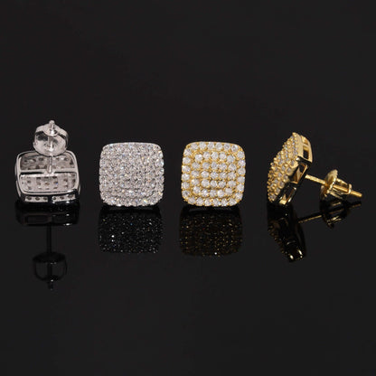 10mm Square Pavé Stud Earrings