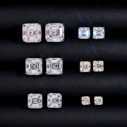 Asscher Cut Solitaire Stud Earrings (4mm-9mm)