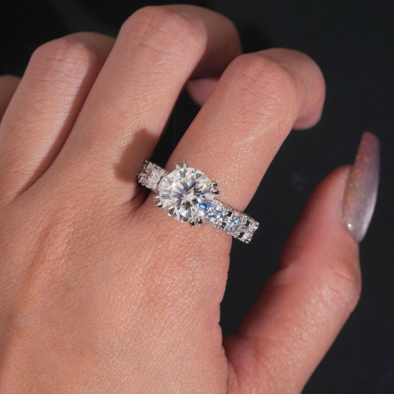 5ct Brilliant Cut Engagement Ring With Pavé Eternity Band