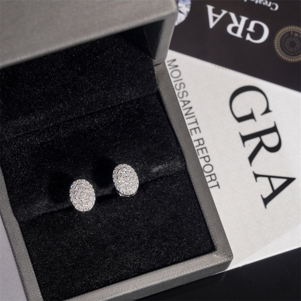 9.5mm Oval Pavé Stud Earrings