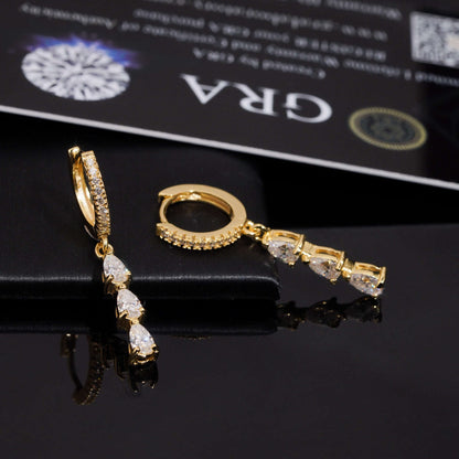 Triple Teardrop Drop Earrings