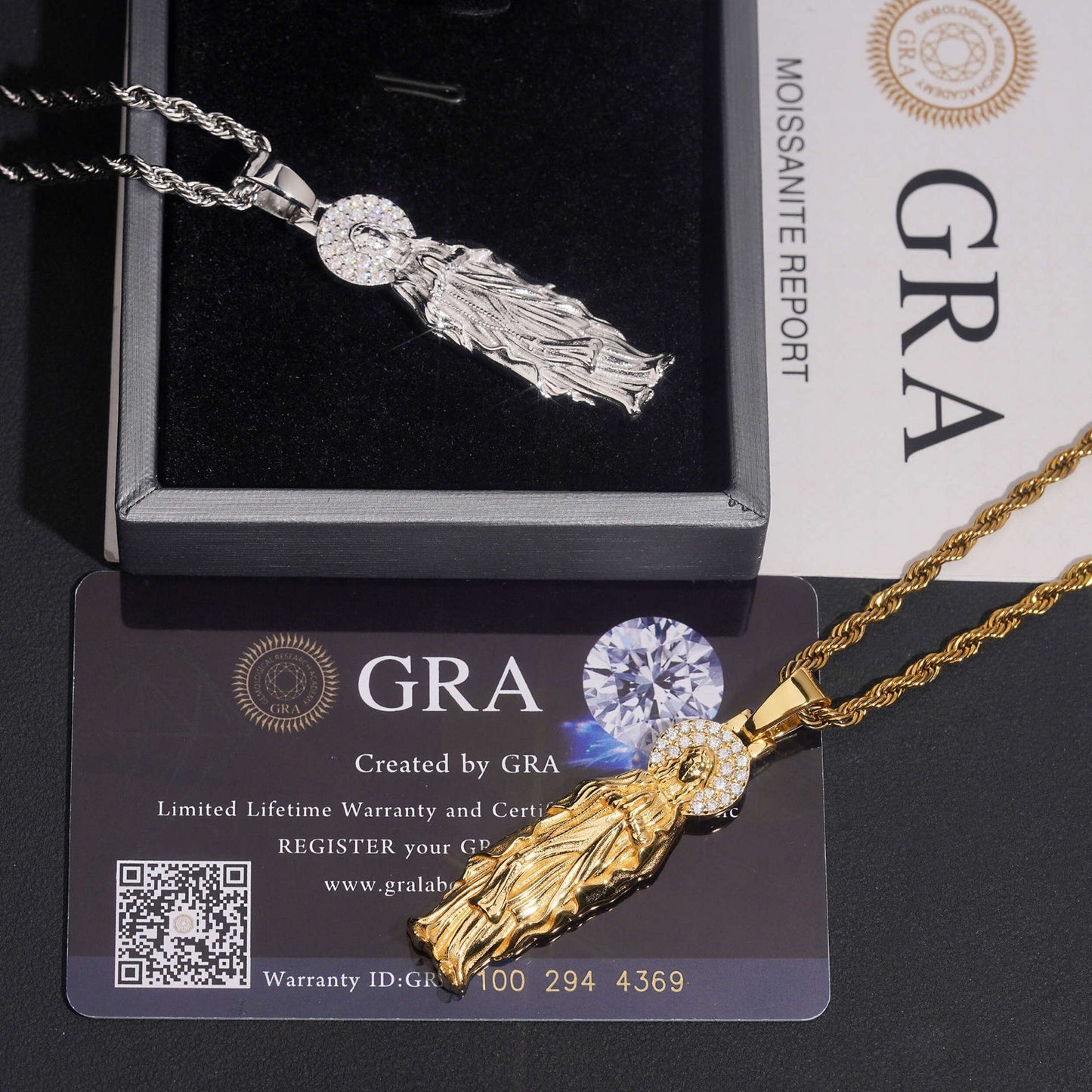 2.2" Virgin Mary Guadalupe Pavé Pendant