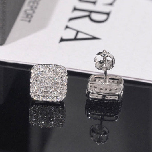 10mm Square Pavé Stud Earrings