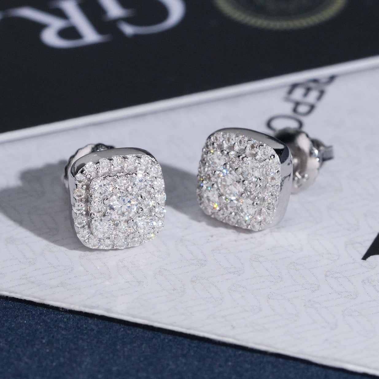 8mm Square Pavé Stud Earrings