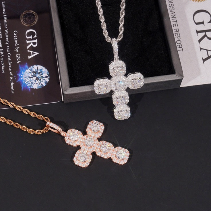 2” Cluster Pavé Cross Pendant