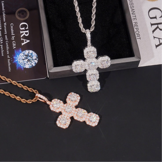 2” Cluster Pavé Cross Pendant