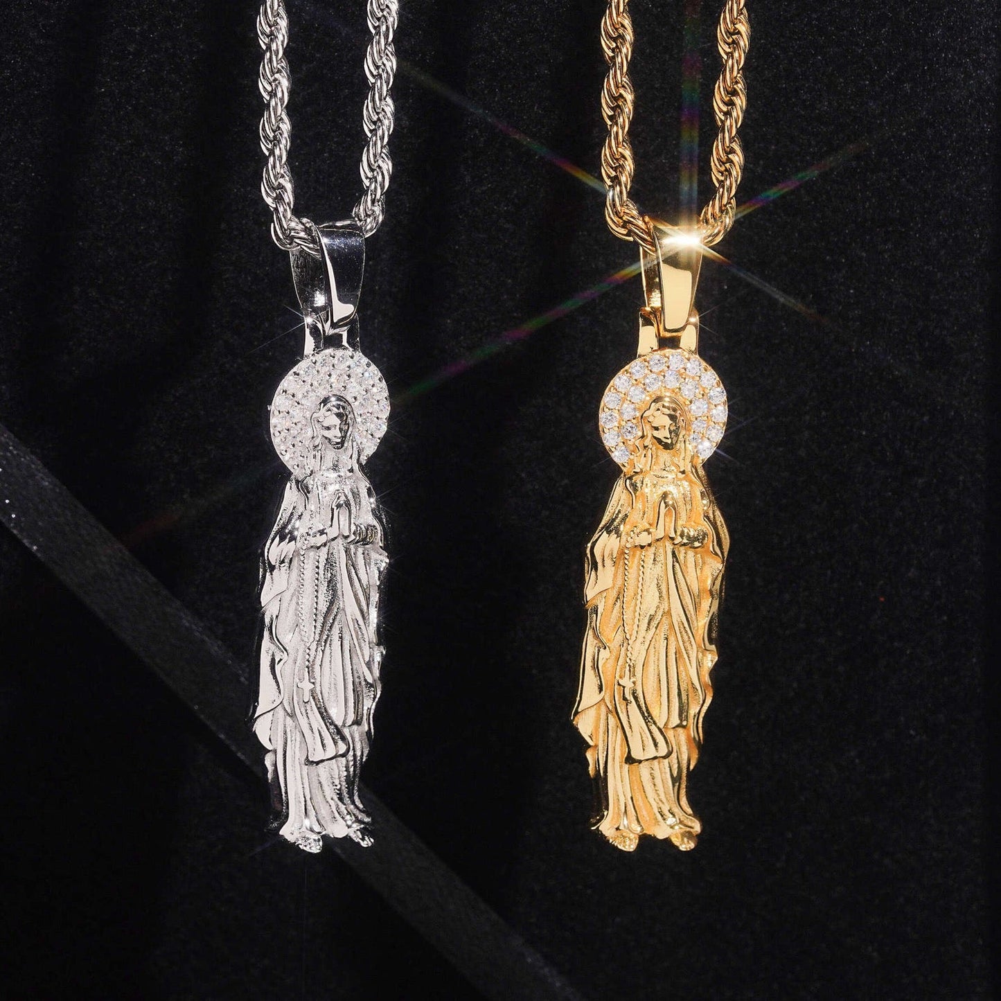 2.2" Virgin Mary Guadalupe Pavé Pendant