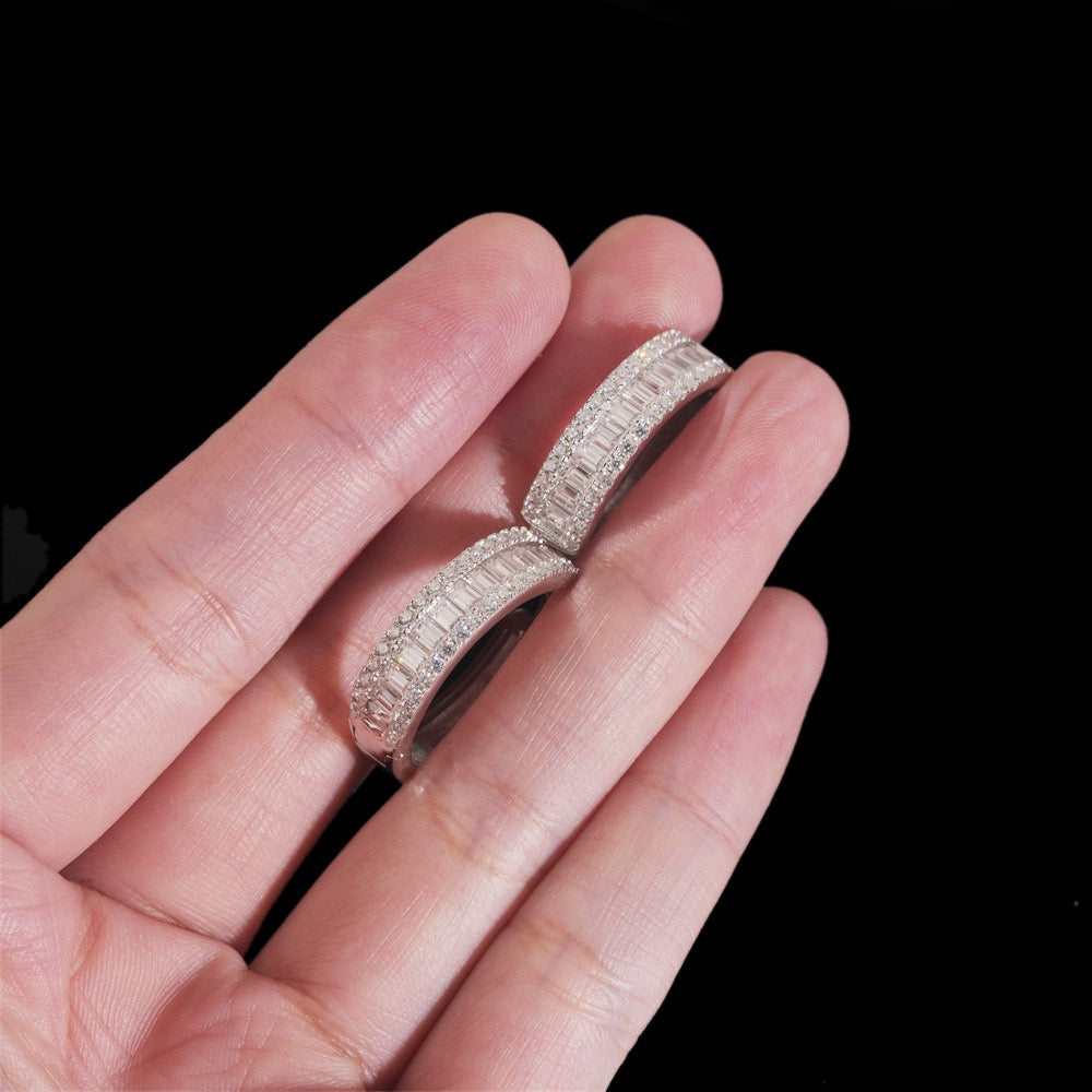 24mm Baguette Centre Pavé Hoop Earrings